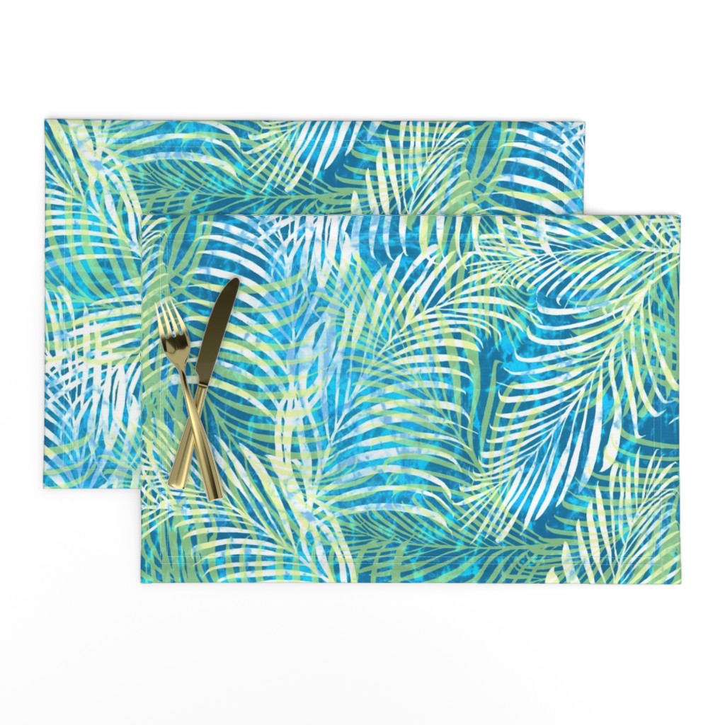 Batik Palms Green on Teal 200L