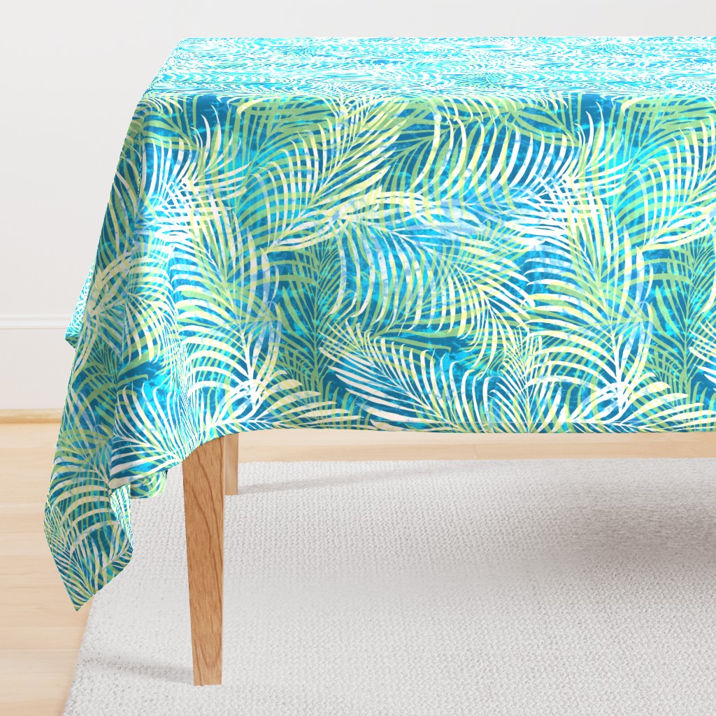 Batik Palms Green on Teal 200L