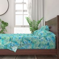 Batik Palms Green on Teal 200L