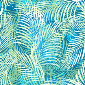 Batik Palms Green on Teal 200L