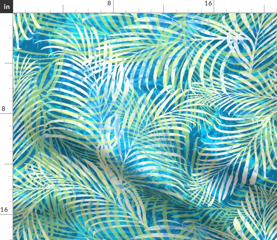 Batik Palms Green on Teal 200L