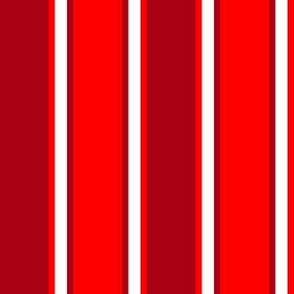 Dark Red, Red, and White Vertical Thin and Thick Stripes