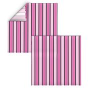 Dark Pink, Light Pink, and Black Vertical Thin and Thick Stripes