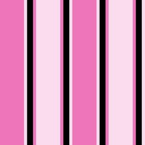 Dark Pink, Light Pink, and Black Vertical Thin and Thick Stripes