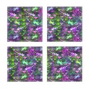 PURPLE GREEN GRID DREAMY FLOWERY FAIRY FOREST