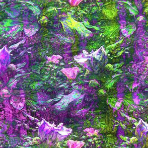 PURPLE GREEN GRID DREAMY FLOWERY FAIRY FOREST