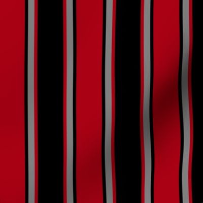 Dark Red, Black, and Medium Gray Vertical Thin and Thick Stripes