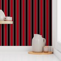 Dark Red, Black, and Medium Gray Vertical Thin and Thick Stripes