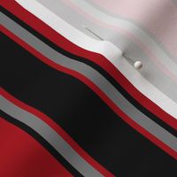 Dark Red, Black, and Medium Gray Vertical Thin and Thick Stripes