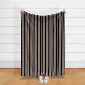 Taupe Brown, Black, and White Vertical Thin and Thick Stripes