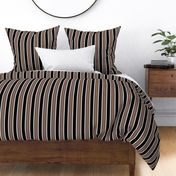 Taupe Brown, Black, and White Vertical Thin and Thick Stripes