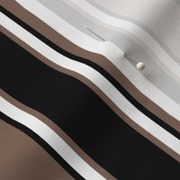 Taupe Brown, Black, and White Vertical Thin and Thick Stripes