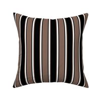 Taupe Brown, Black, and White Vertical Thin and Thick Stripes