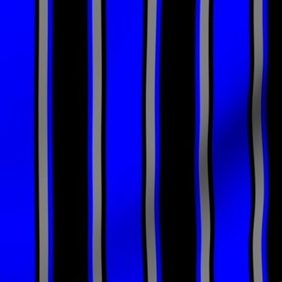 Blue, Black, and Medium Gray Vertical Thin and Thick Stripes