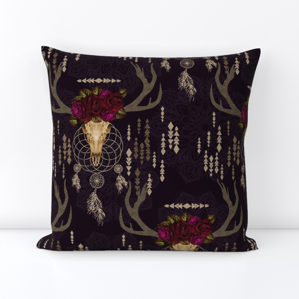 bohemian floral  deer skull