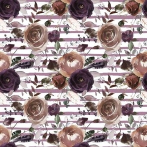 Plum and Butterum Florals on Soft Purple Stripes