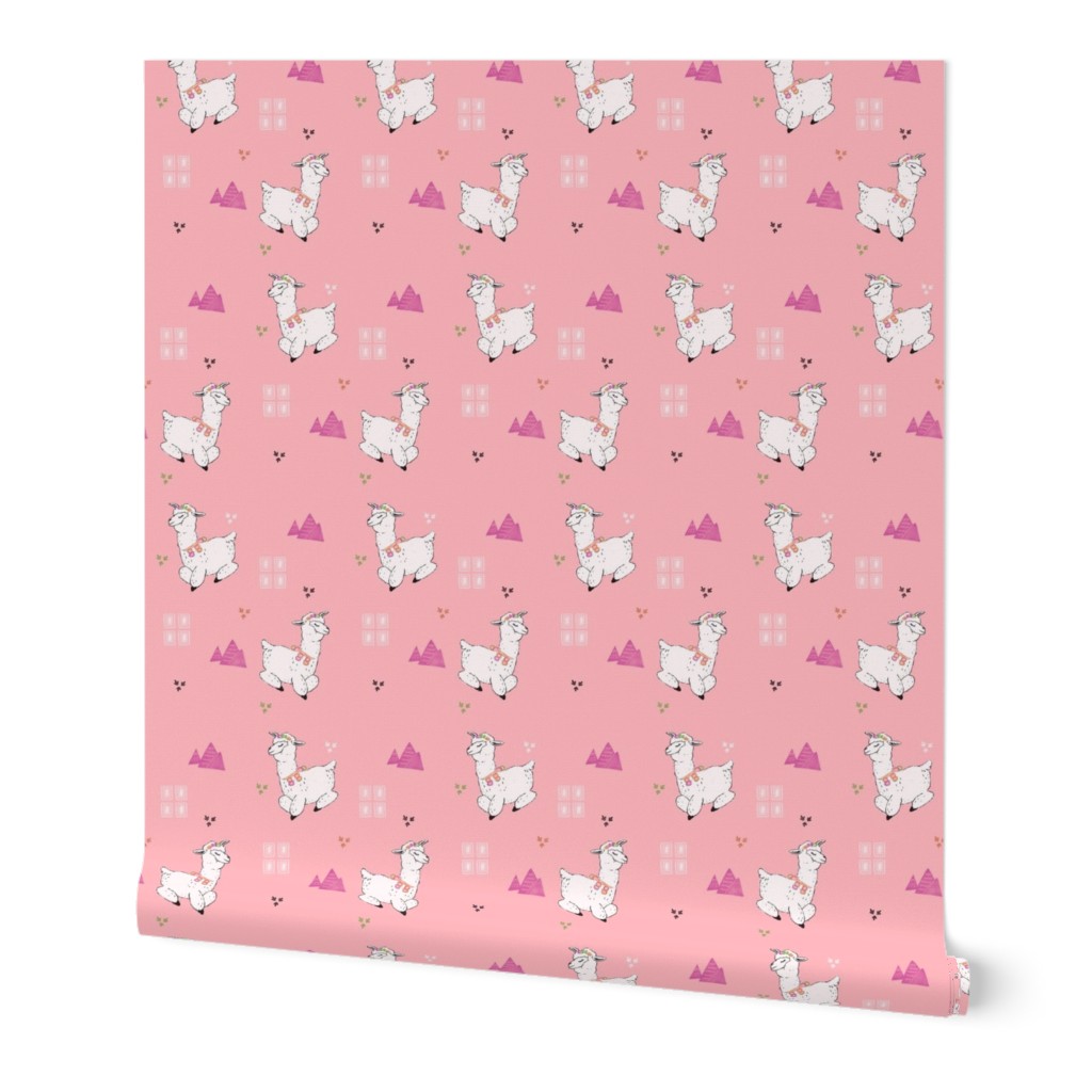 Alpacas on Rose Pink