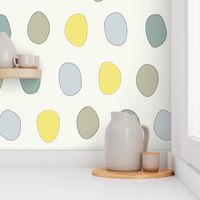 dots-stones in blue yellow teal gray