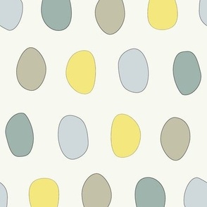 dots-stones in blue yellow teal gray