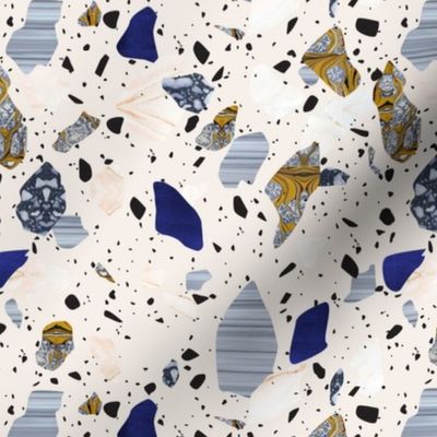 Terrazzo - Blue & Yellow on Cream