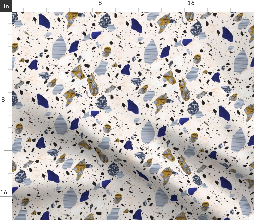 Terrazzo - Blue & Yellow on Cream