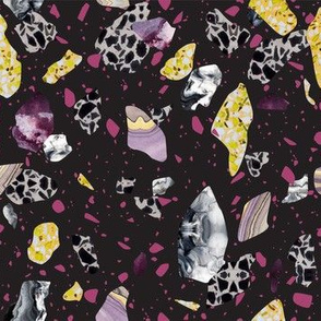 Terrazzo - Purple & Yellow on Black