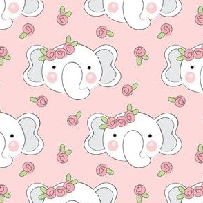 white elephants-with-pink-rosebuds