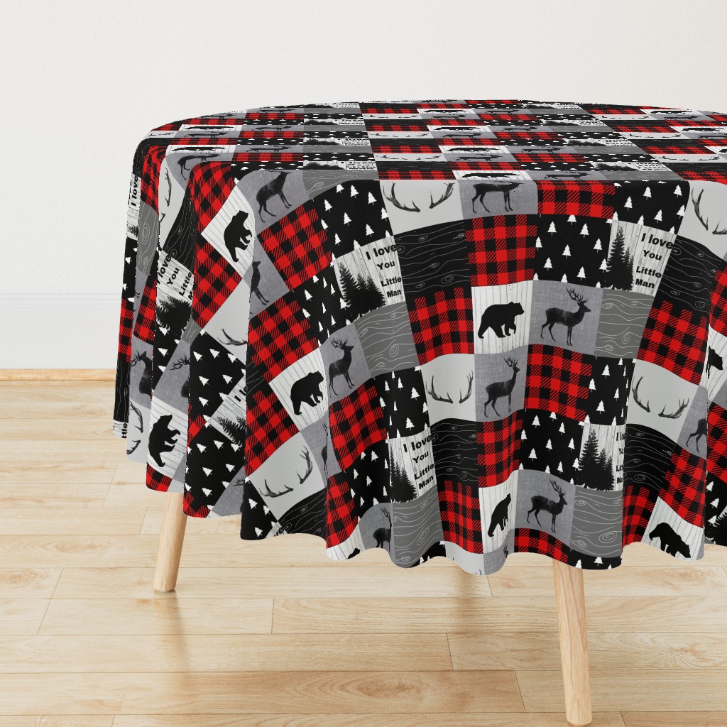 Mountain quilt - black red and gray