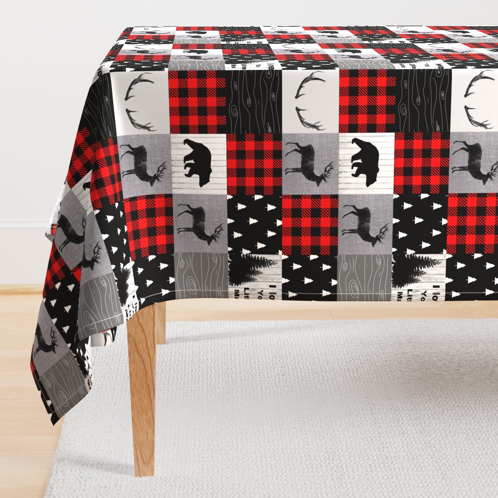 Mountain quilt - black red and gray