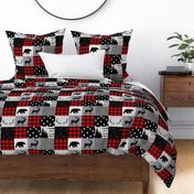 Mountain quilt - black red and gray