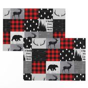 Mountain quilt - black red and gray