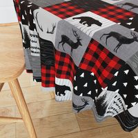 Mountain quilt - black red and gray