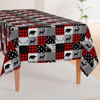 Mountain quilt - black red and gray