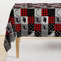 Mountain quilt - black red and gray