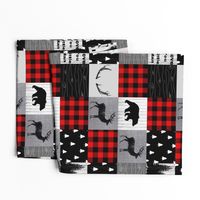 Mountain quilt - black red and gray