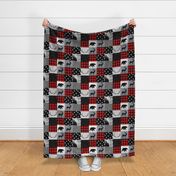 Mountain quilt - black red and gray