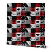 Mountain quilt - black red and gray