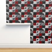 Mountain quilt - black red and gray