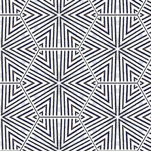 Ink Triangles and Hexagons Black and White Upholstery Fabric