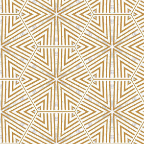 Triangles and Hexagons Gold Upholstery Fabric