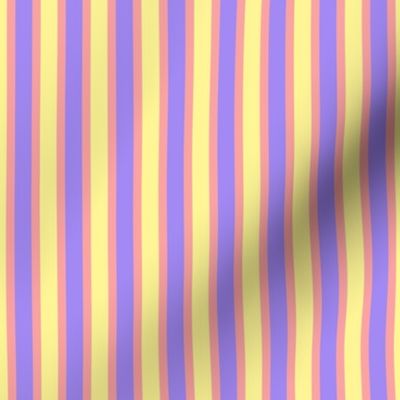 Summer Colours Vertical Stripes  - Narrow Pale Summer Pink Ribbons with Pale Summer Yellow and Summer Mauve