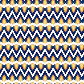 Watercolor Blue and Yellow Zig Zag Upholstery Fabric