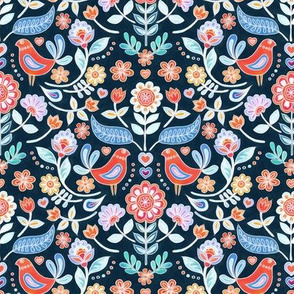 Happy Folk Summer Floral on Dark small print