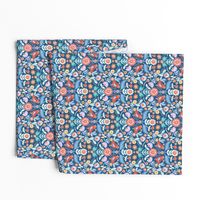 Happy Folk Summer Floral on Blue small print