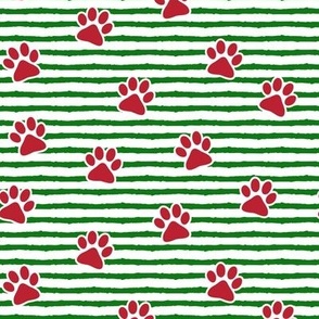 paws on stripes (green and red)