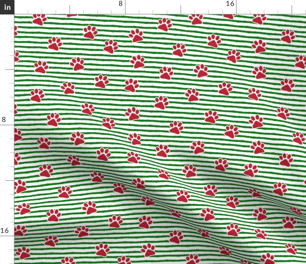 paws on stripes (green and red)