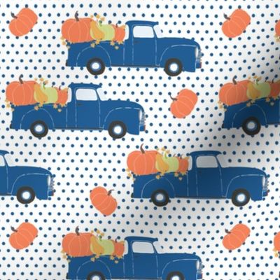 6" Fun At The Pumpkin Patch - Blue Polka Dots