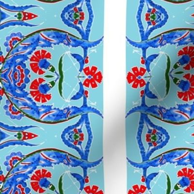 Tahtakale Flowers Stripe turquise1