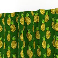 Tropical Pineapples on Green