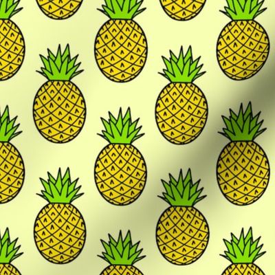 Tropical Pineapples on Yellow